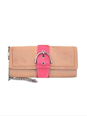 Coach Soho Buckle Vachetta Leather Vintage Clutch Wristlet With Callouts